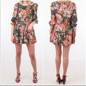 Anthropologie Meadow Rue Minutiae Floral Drop Waist Mini Dress
